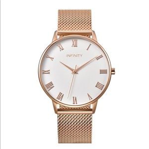 PEARLWHITE + ROSE GOLD Mesh infinity Watch